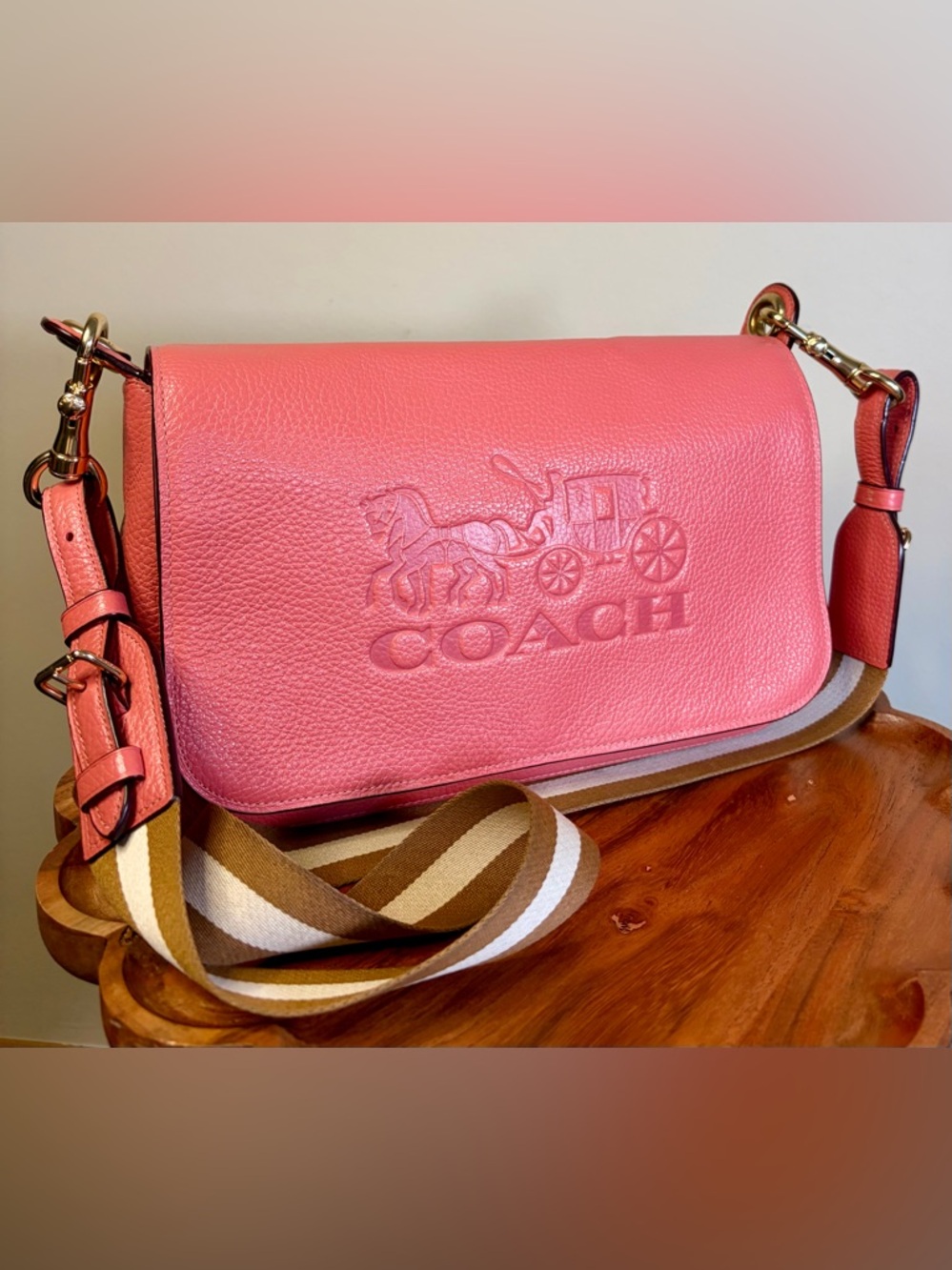 Coach Jess Messenger Pink Pebble Leather Crossbody 72703 - Picture 16 of 17